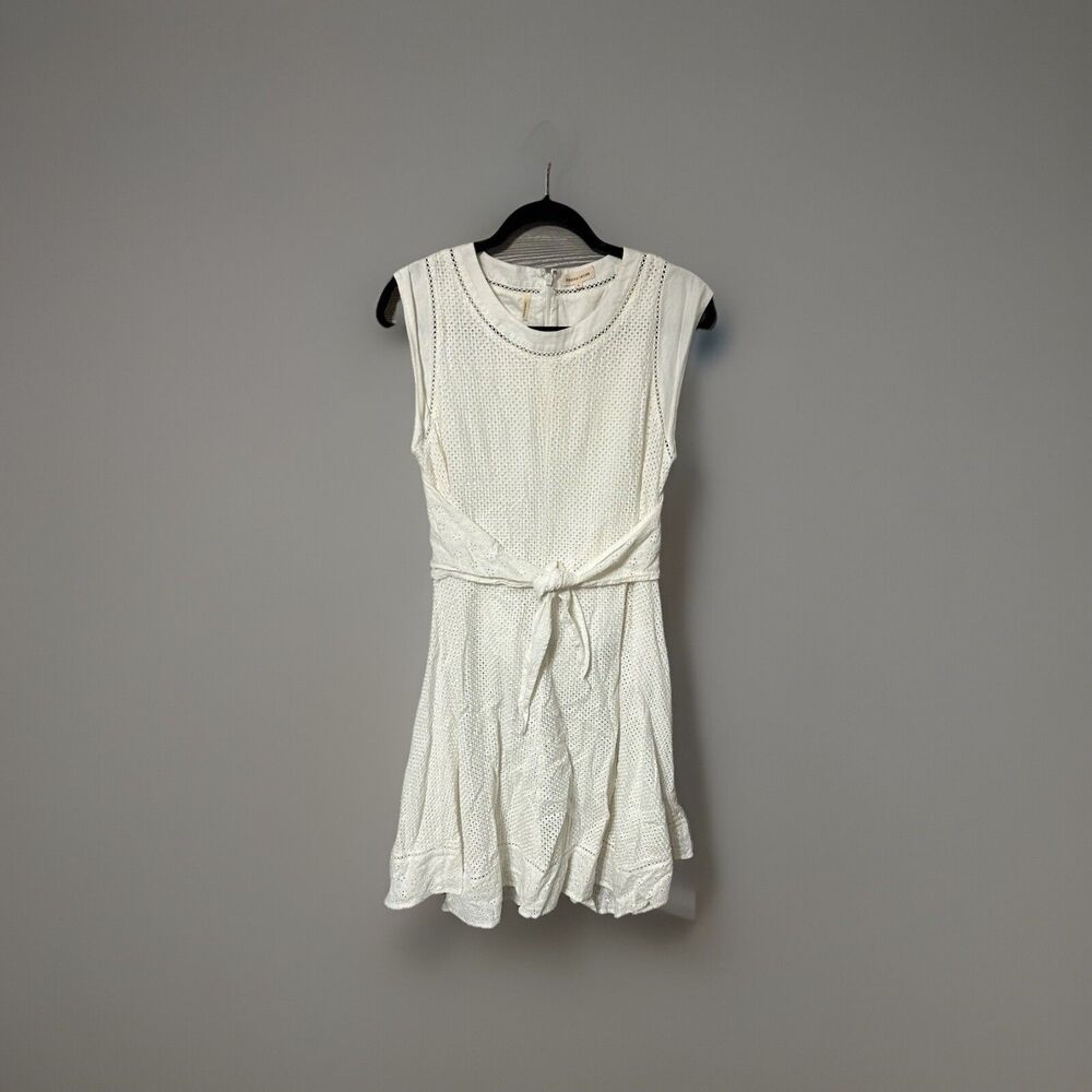 Rebecca Taylor Francine Eyelet Lace Tie Waist Dress Size 6 Cream White